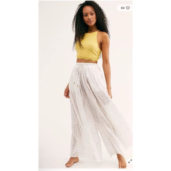 Free People Dream Time sleep Pant wide leg Lounge pj M - Picture 1 of 10